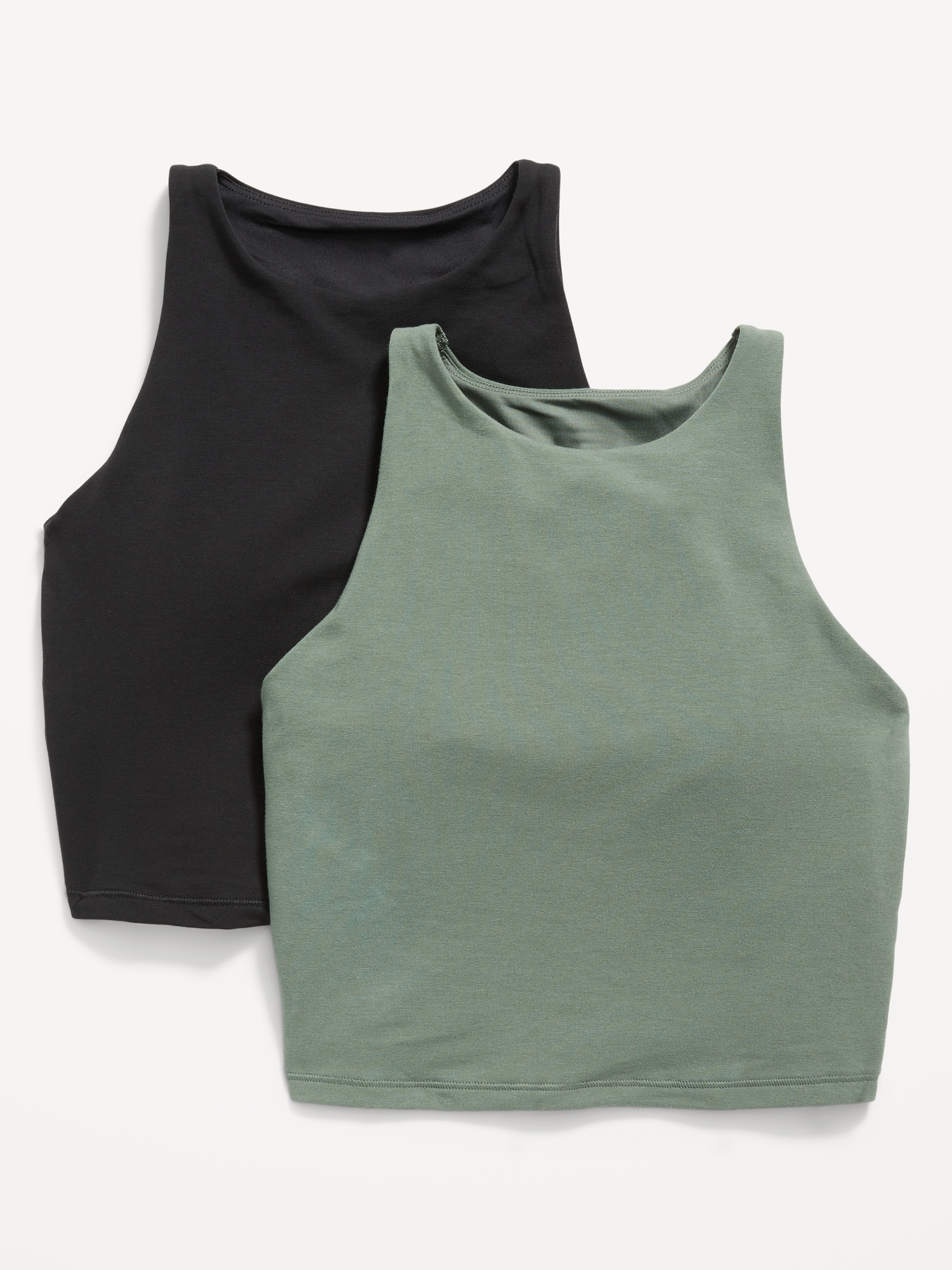 2-pack Shelf-bra Sports Tops - Light khaki green/white - Ladies