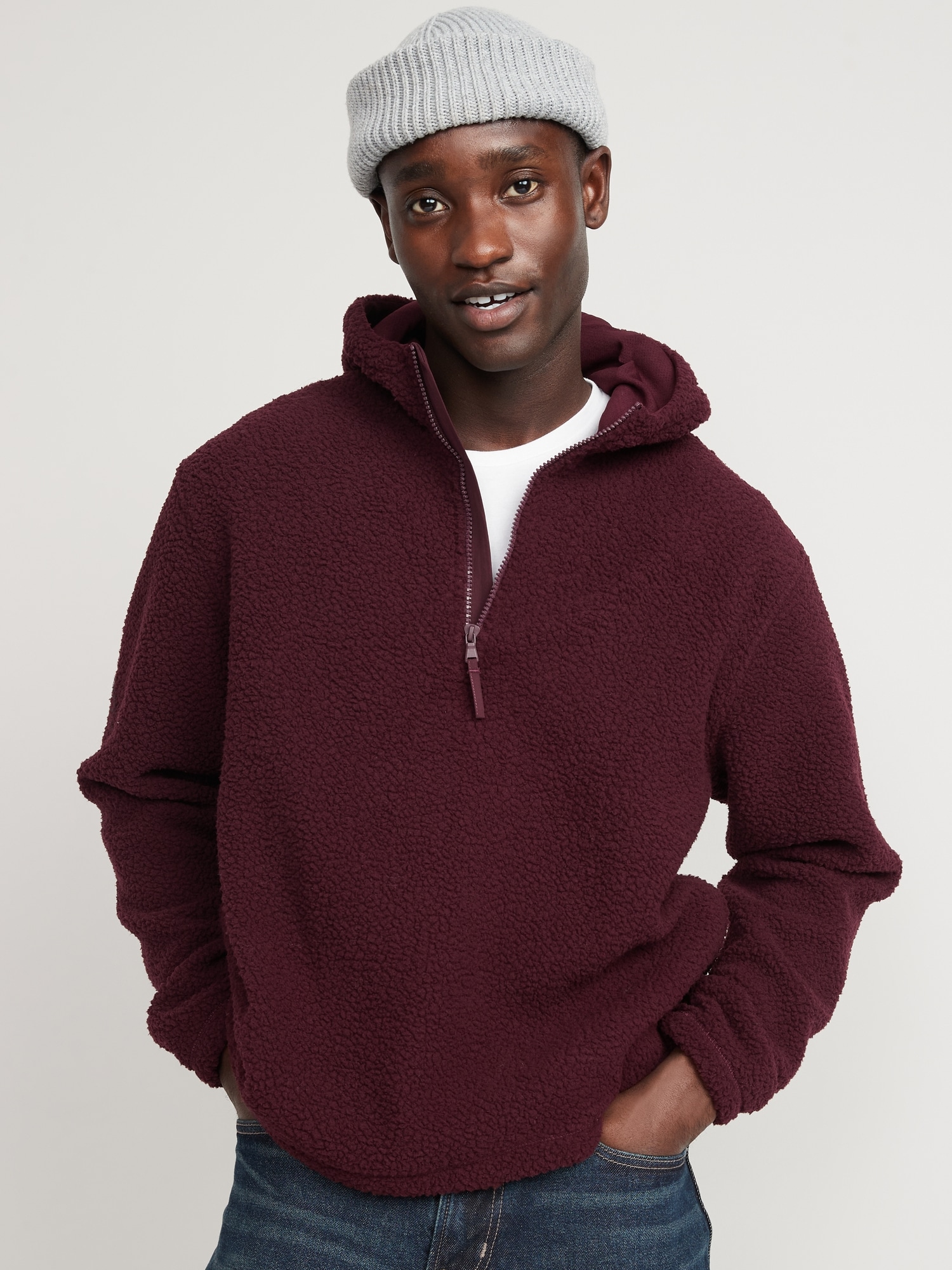 Sherpa hoodie 2025 mens half zip