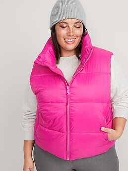 Water-Resistant Quilted Puffer Vest for Women