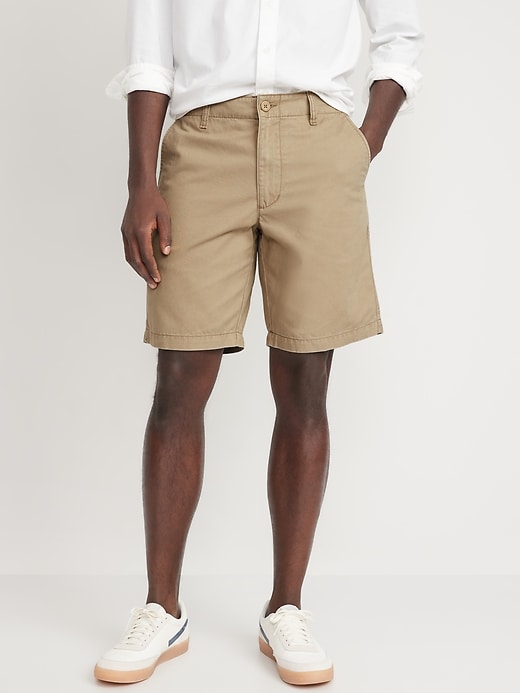 View large product image 1 of 1. Straight Lived-In Khaki Non-Stretch Shorts for Men - 9-inch inseam