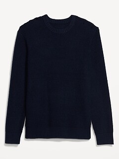Cozy Waffle-Textured Crew-Neck Sweater for Men