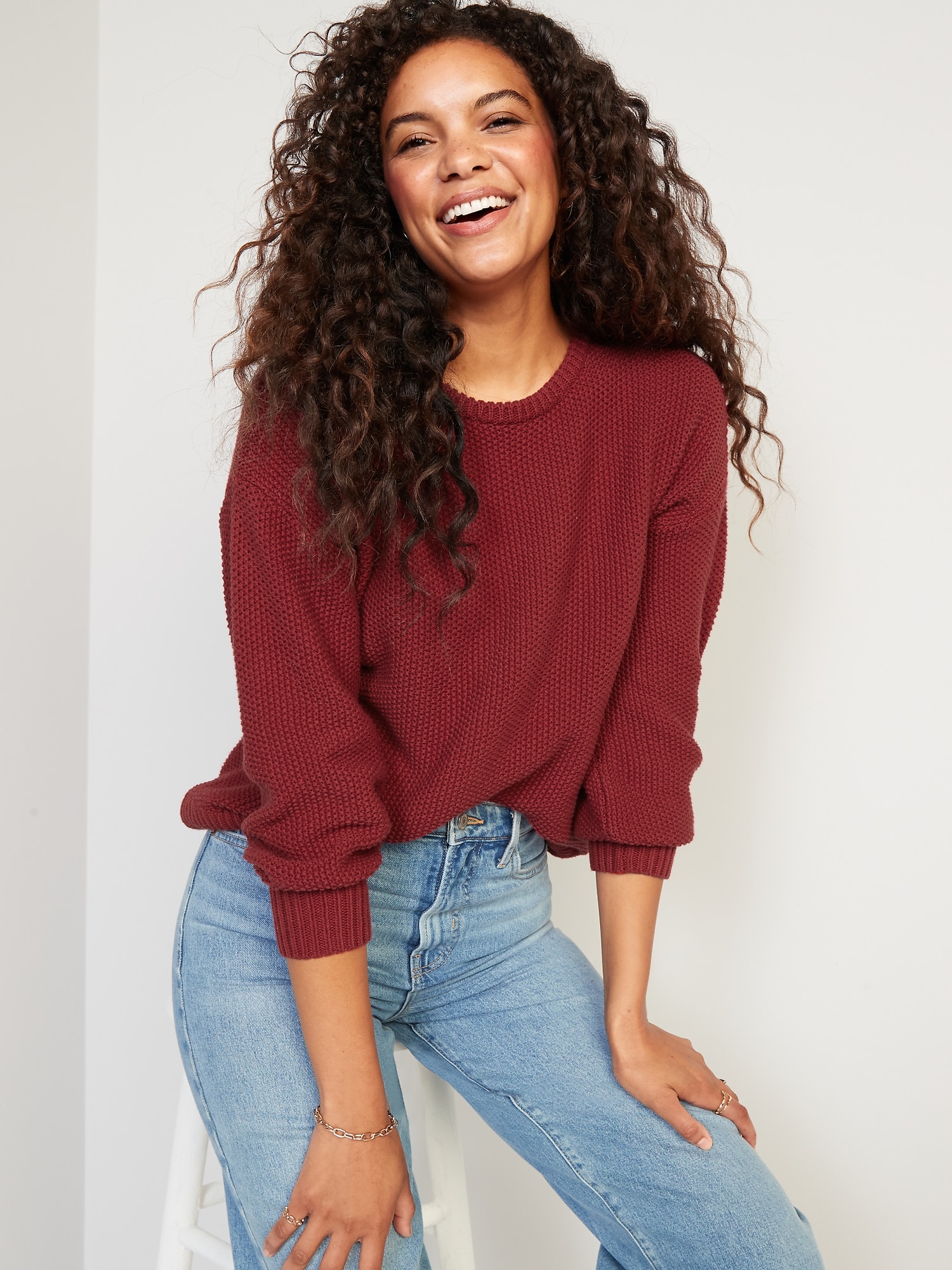 Textured-Knit Tunic Sweater for Women 