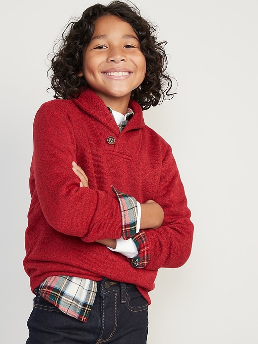 View large product image 1 of 3. Shawl-Collar Sweater-Fleece Pullover for Boys