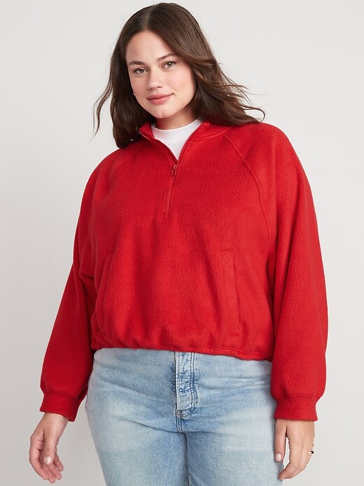 Image number 7 showing, Oversized Sherpa Half-Zip Sweatshirt for Women