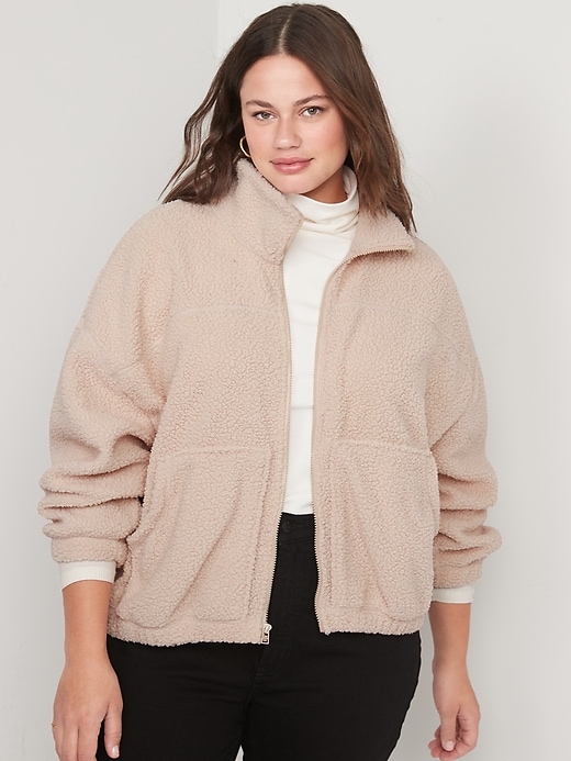 Image number 7 showing, Slouchy Sherpa Zip Jacket for Women