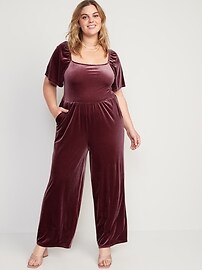 Flutter-Sleeve Velvet Jumpsuit for Women | Old Navy