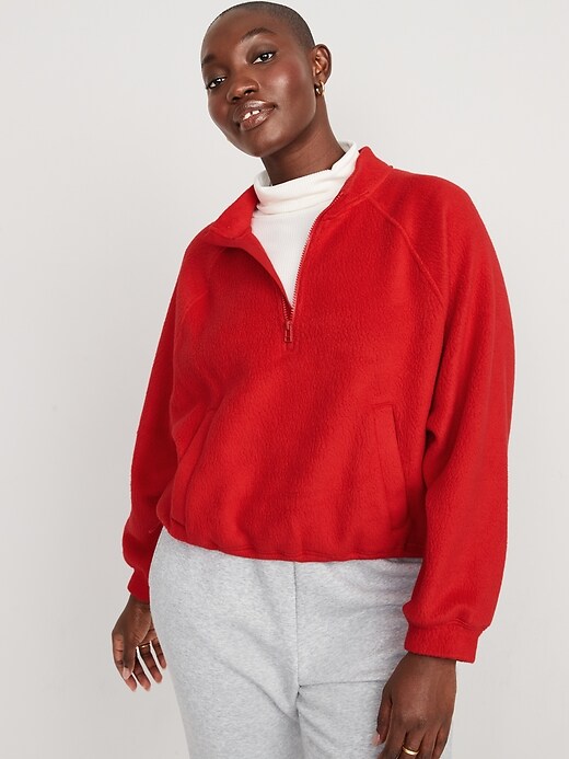 Image number 5 showing, Oversized Sherpa Half-Zip Sweatshirt for Women