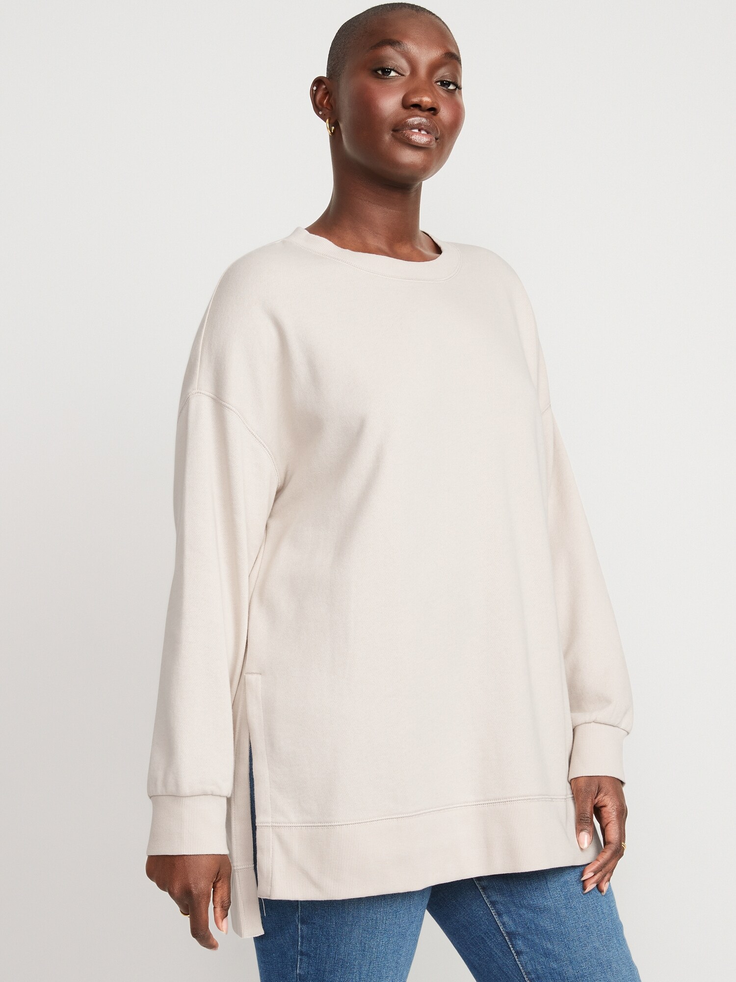 Oversized Boyfriend Garment-Dyed Tunic Sweatshirt for Women | Old Navy