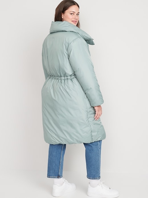 Image number 8 showing, Water-Resistant Long Duvet Puffer Coat for Women