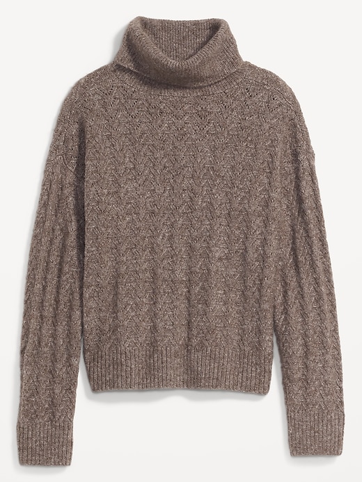 Image number 4 showing, Heathered Pointelle-Knit Turtleneck Sweater for Women
