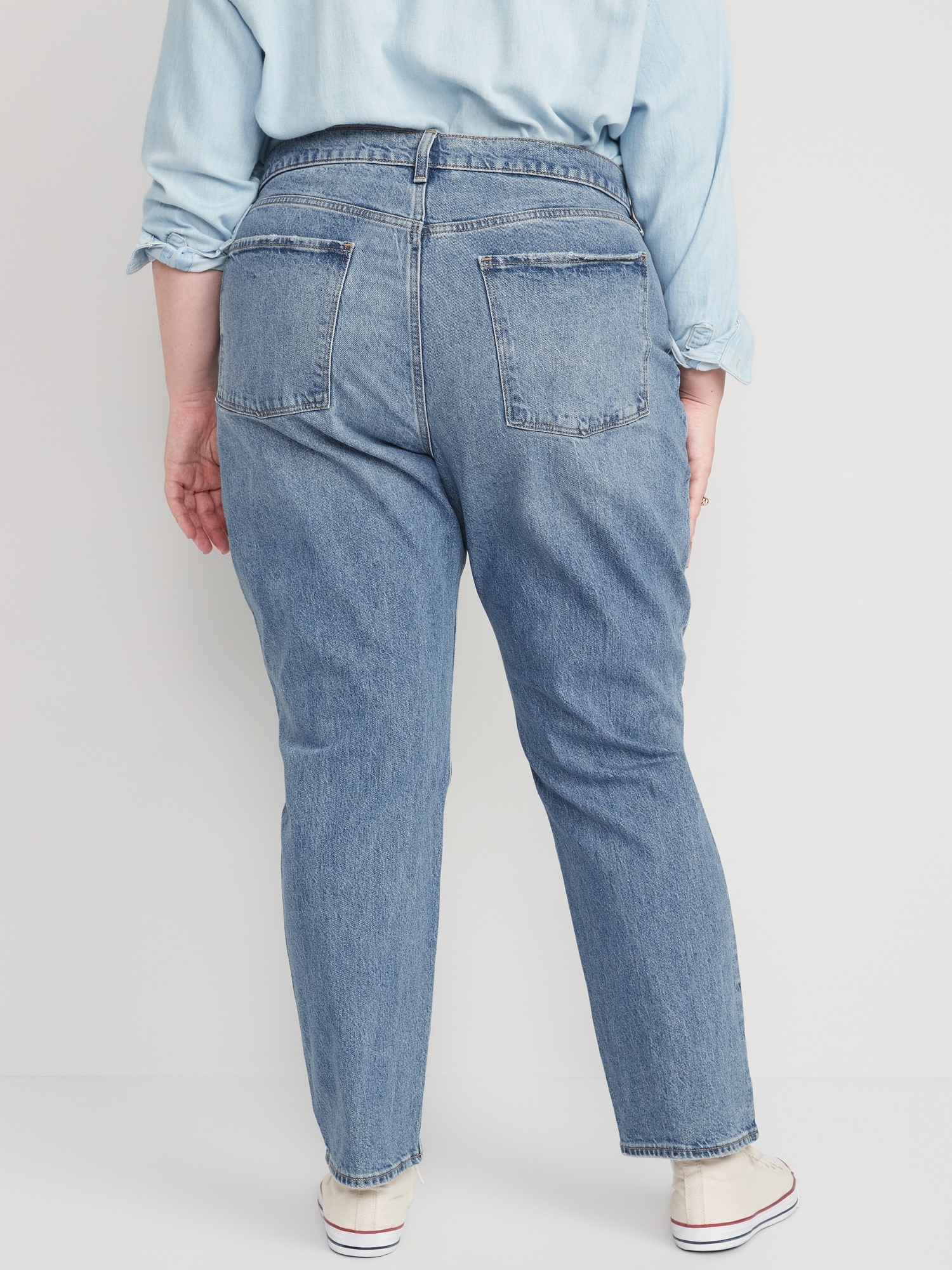 High-Waisted Button-Fly Slouchy Straight Jeans for Women | Old Navy