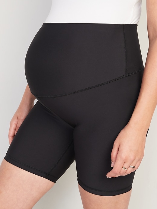 Image number 7 showing, Maternity Full Panel PowerSoft Biker Shorts -- 8-inch inseam