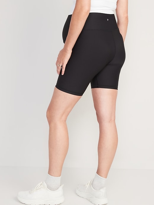 Image number 5 showing, Maternity Full Panel PowerSoft Biker Shorts -- 8-inch inseam