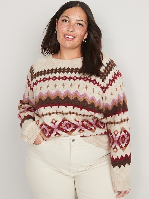Image number 7 showing, Fair Isle Cozy Shaker-Stitch Pullover Sweater for Women