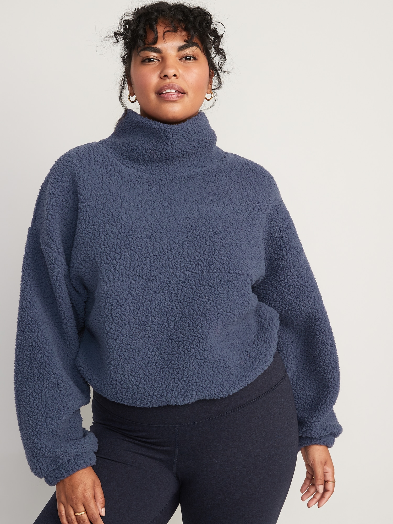 Sherpa mock hot sale neck pullover