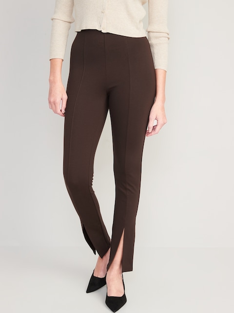 Extra High-Waisted Stevie Split-Front Skinny Pants