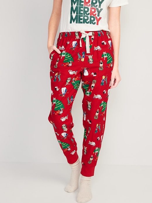 Image number 1 showing, Printed Flannel Jogger Pajama Pants