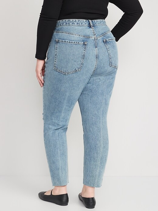 Image number 8 showing, Higher High-Waisted Button-Fly OG Straight Ripped Non-Stretch Jeans for Women