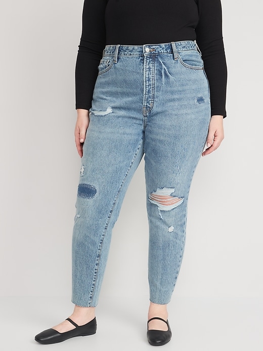 Image number 7 showing, Higher High-Waisted Button-Fly OG Straight Ripped Non-Stretch Jeans for Women