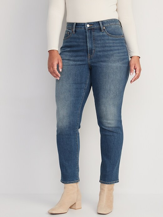 Image number 5 showing, High-Waisted OG Straight Medium-Wash Built-In Warm Ankle Jeans for Women