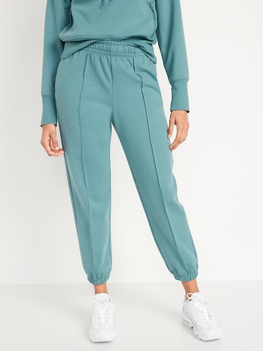 Image number 1 showing, High-Waisted Dynamic Fleece Pintucked Sweatpants