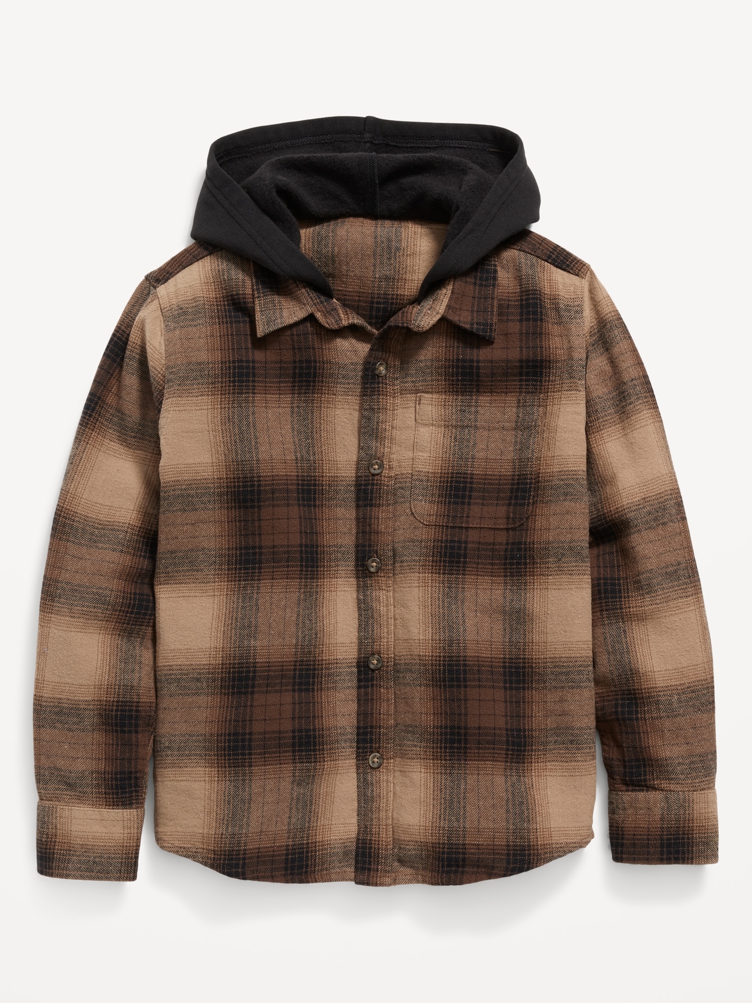 Hooded checked hotsell flannel shirt