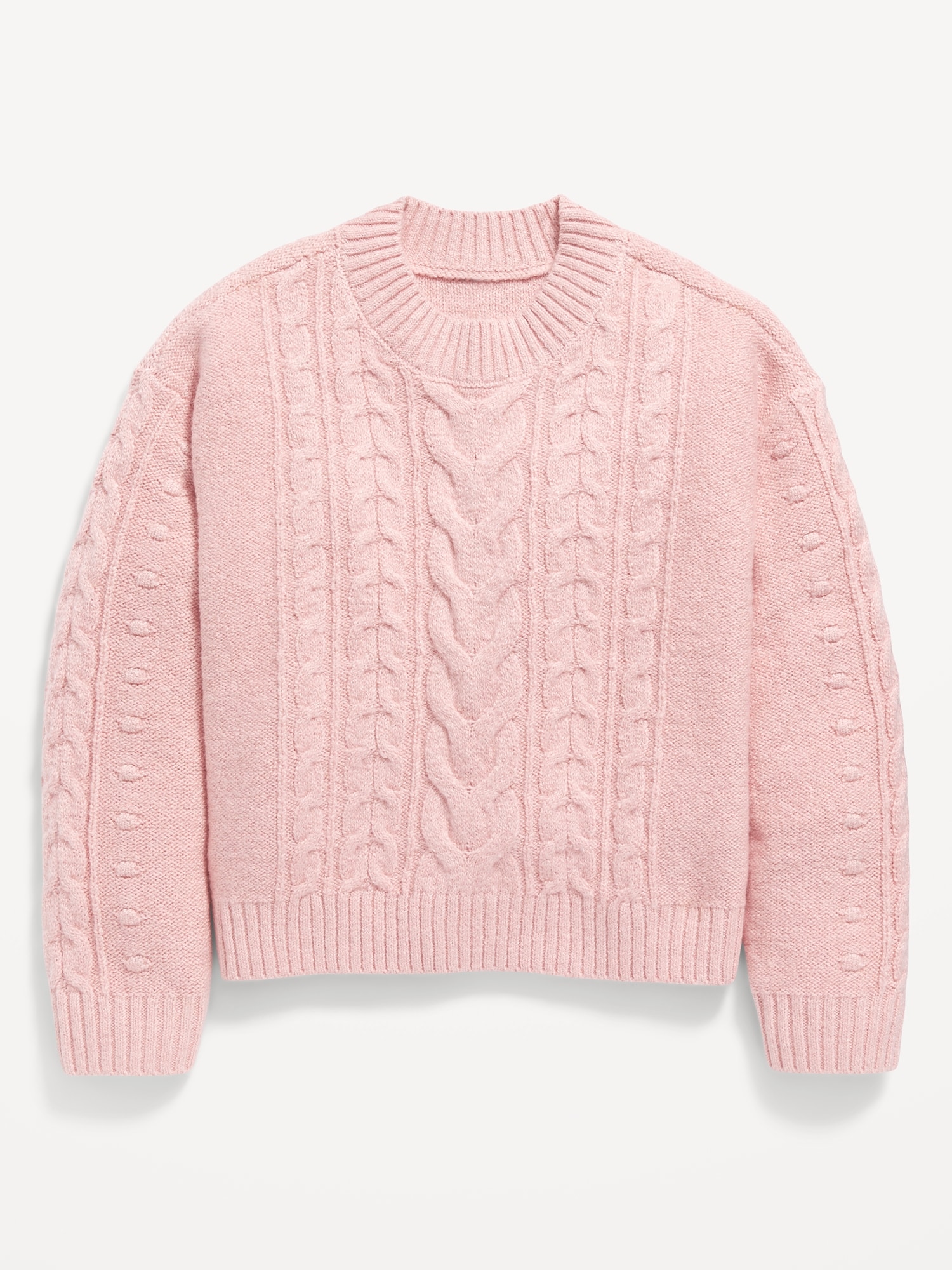 Tall Baby Pink Cable Knit Turtle Neck Sweater