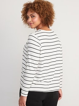 Luxe Striped Long-Sleeve T-Shirt for Women | Old Navy