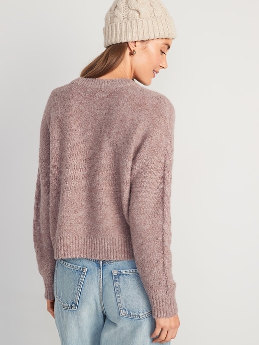 Image number 2 showing, Heathered Cable-Knit Sweater for Women
