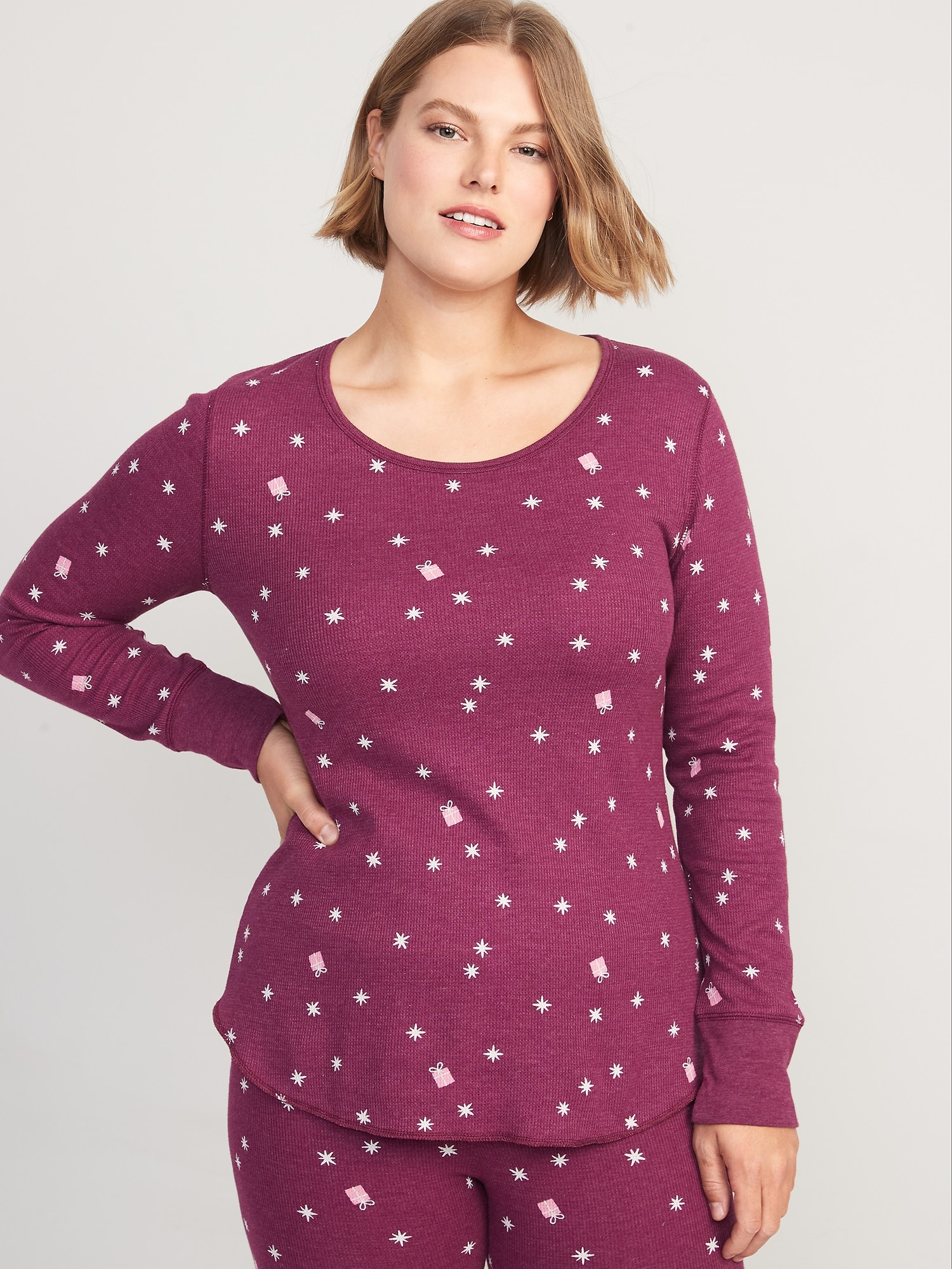 Printed ThermalKnit LongSleeve Pajama Top for Women Old Navy