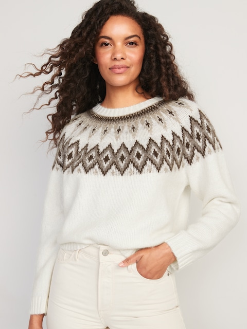Chandail douillet à mailles perlées à jacquard pour Femme - Multi