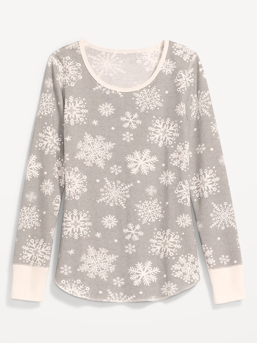 L'image numéro 3 présente T-shirt isotherme à manches longues et encolure dégagée à imprimé des Fêtes pour Femme