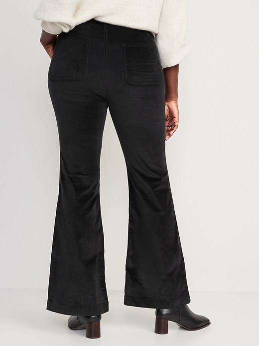 Image number 6 showing, Extra High-Waisted Velvet Trouser Flare Pants for Women
