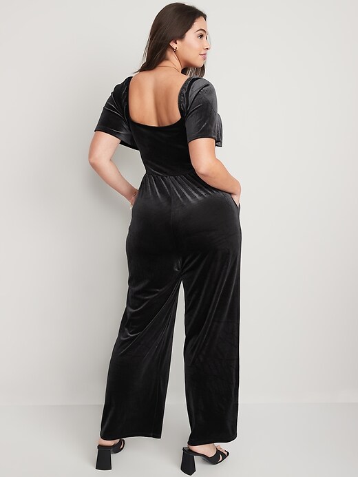 Flutter-Sleeve Velvet Jumpsuit Old Navy