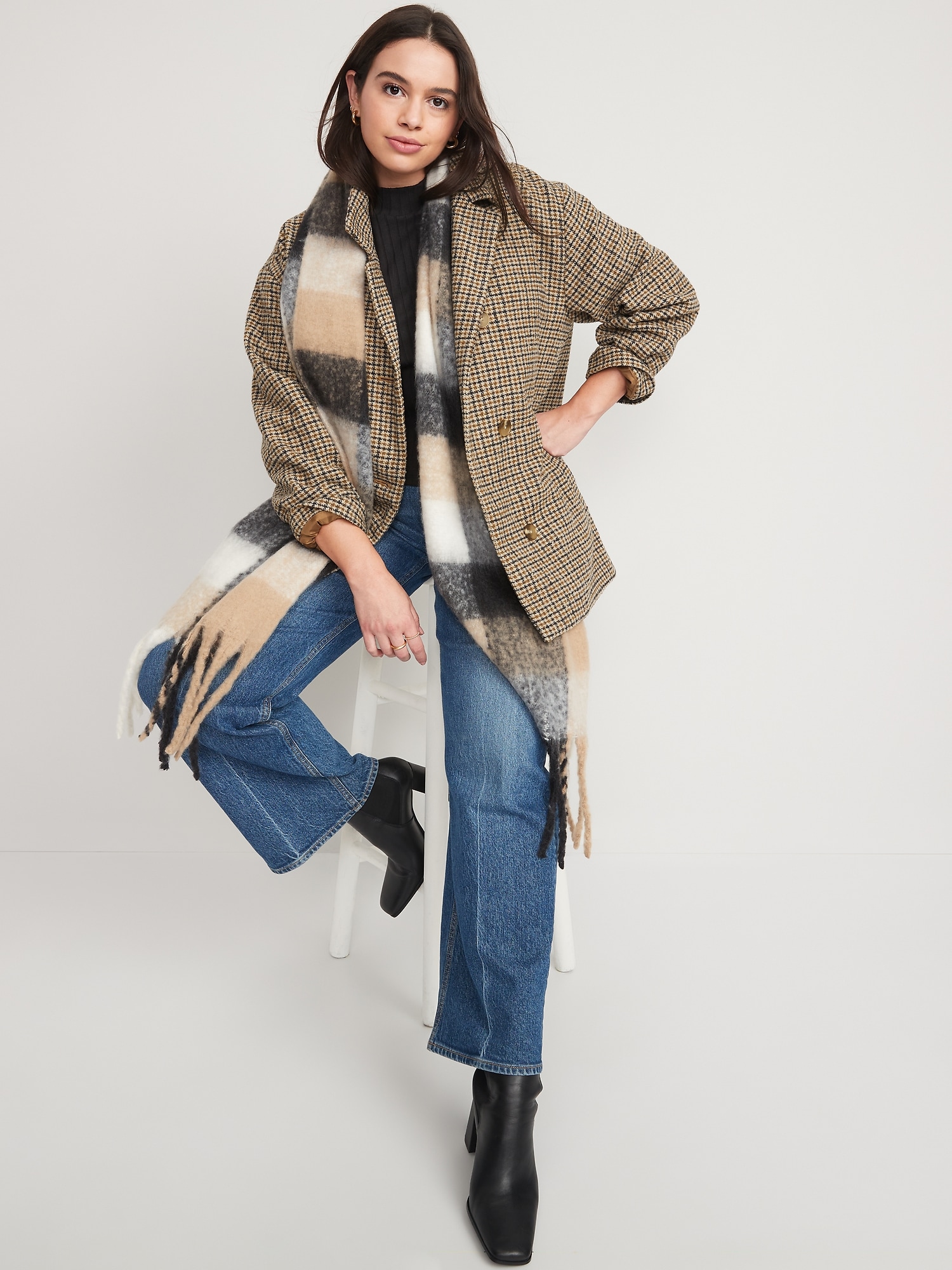 Plaid car 2024 coat womens