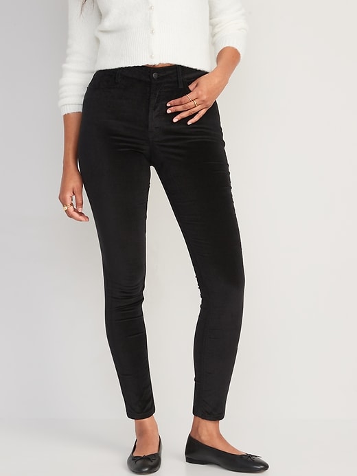 OBUMIVK Womens Pants Trendy High waist velvet thick jeans for