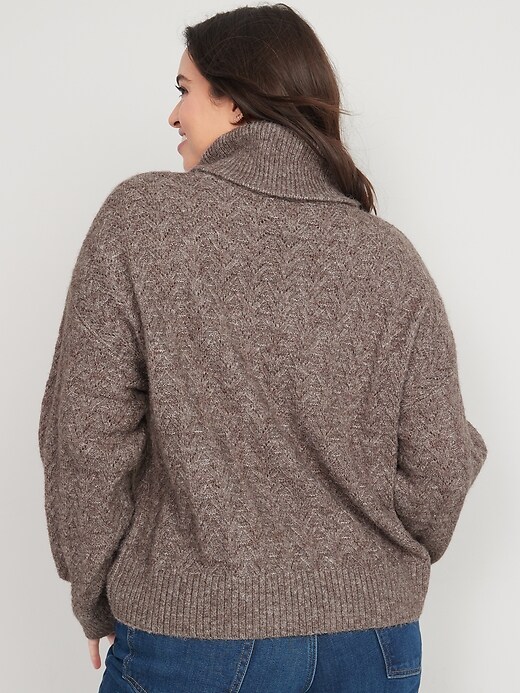 Image number 6 showing, Heathered Pointelle-Knit Turtleneck Sweater for Women