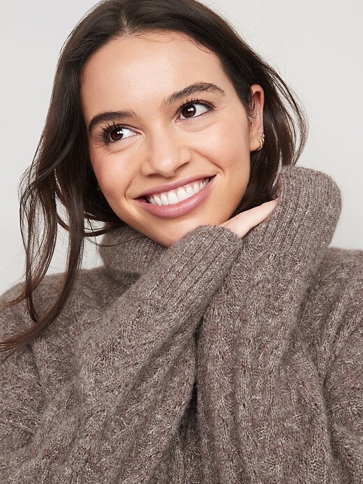 Image number 3 showing, Heathered Pointelle-Knit Turtleneck Sweater for Women