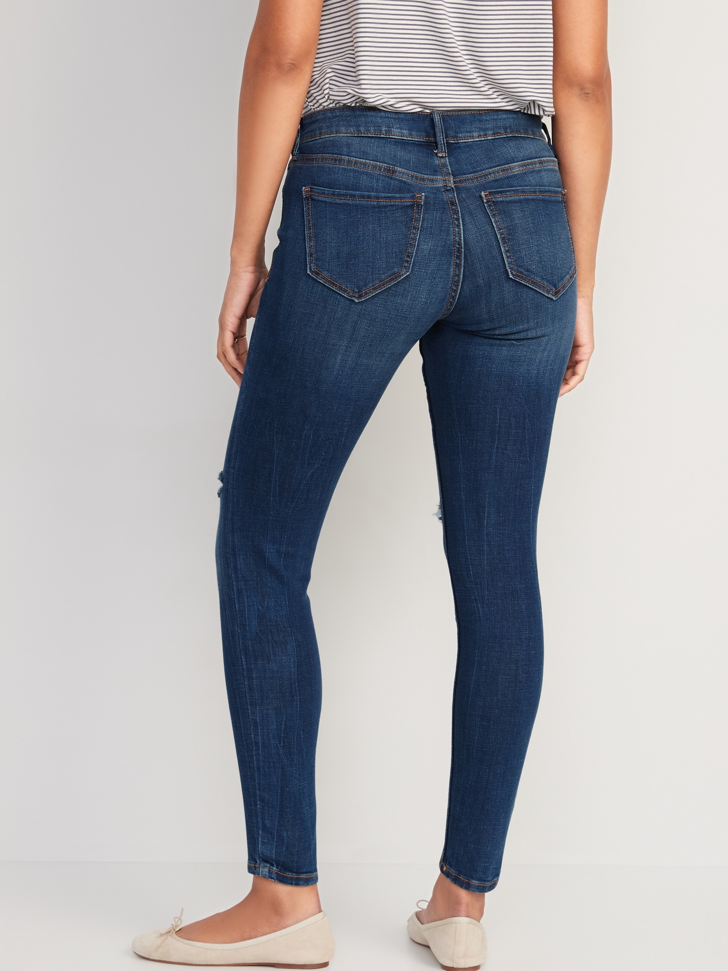 Buy POP Shop Ladies' Mid Waist Skinny Jeans Dark Blue 2024 Online
