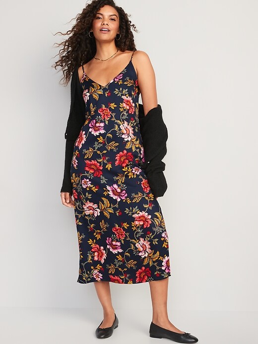 Navy slip dress midi sale