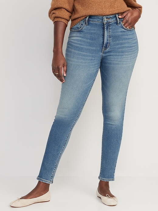 Image number 5 showing, High-Waisted Rockstar Super-Skinny Built-In Warm Jeans for Women