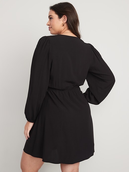 Image number 6 showing, Puff-Sleeve Mini Wrap Dress for Women