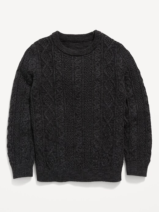View large product image 2 of 3. Cable-Knit Crew-Neck Sweater for Boys