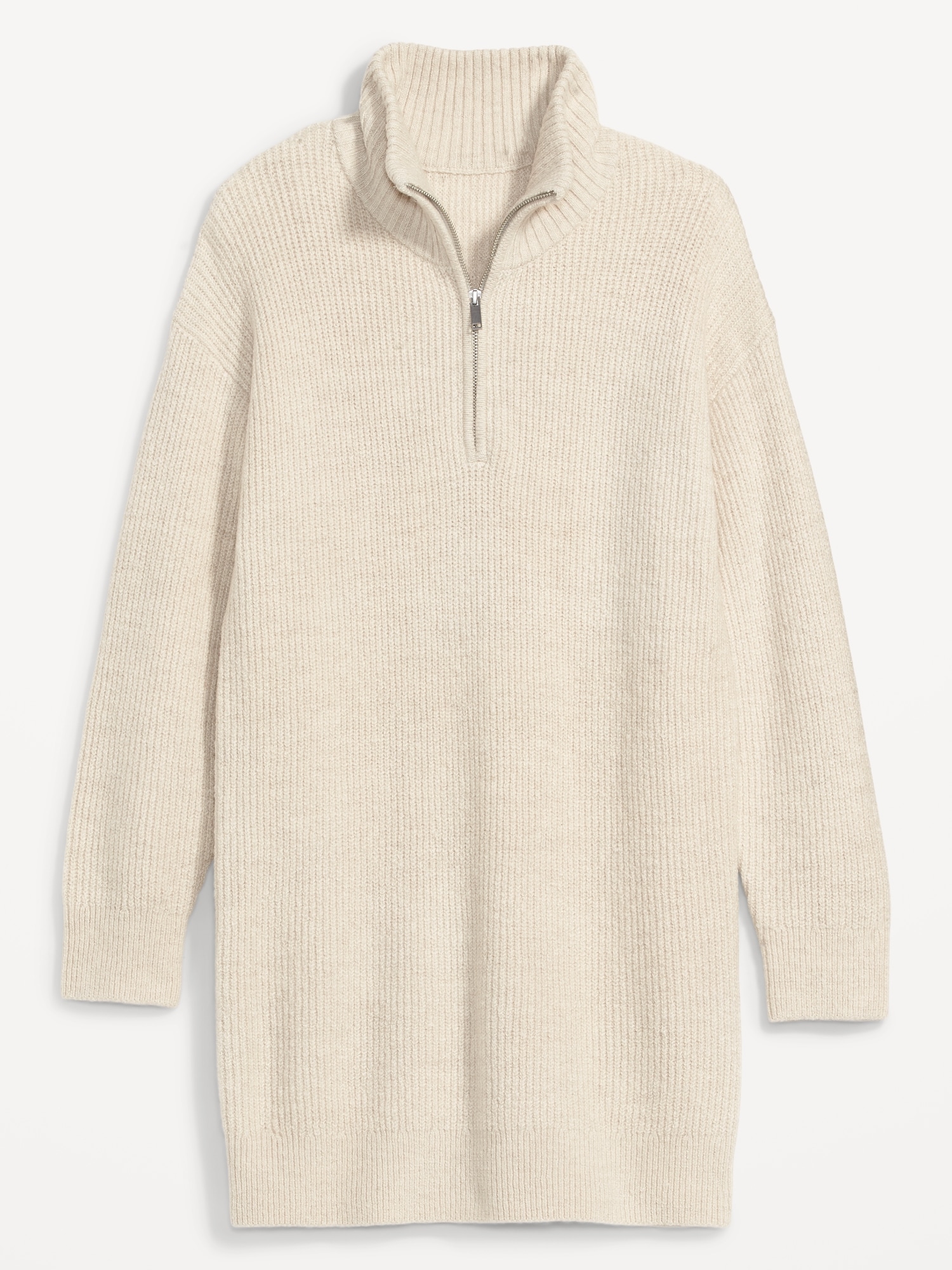 Mock-Neck Quarter-Zip Mini Sweater Shift Dress for Women