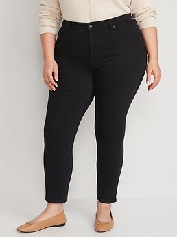 High-Waisted O.G. Straight Black-Wash Built-In Warm Ankle Jeans for Women