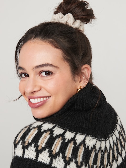 Mixed-Fabric Hair Scrunchies 3-Pack for Women