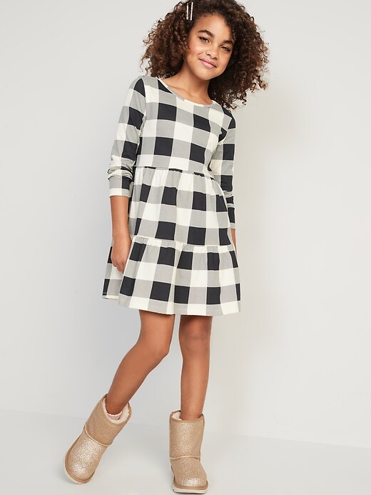 Long Sleeve Tiered Printed Swing Dress for Girls Old Navy