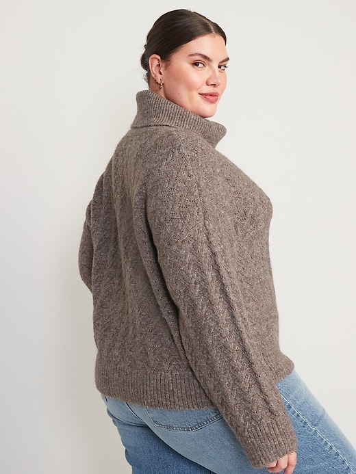 Image number 8 showing, Heathered Pointelle-Knit Turtleneck Sweater for Women