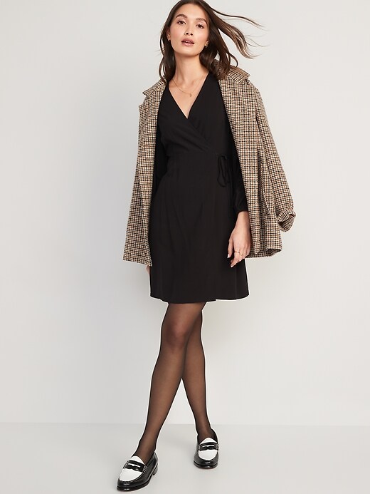 Image number 3 showing, Puff-Sleeve Mini Wrap Dress for Women