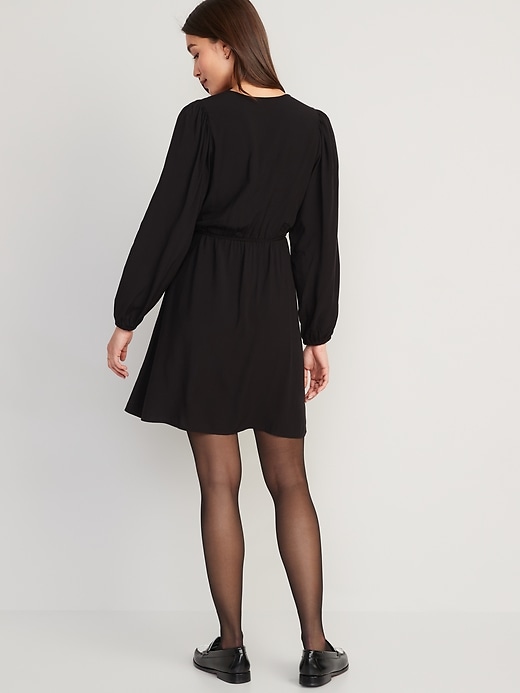 Image number 2 showing, Puff-Sleeve Mini Wrap Dress for Women